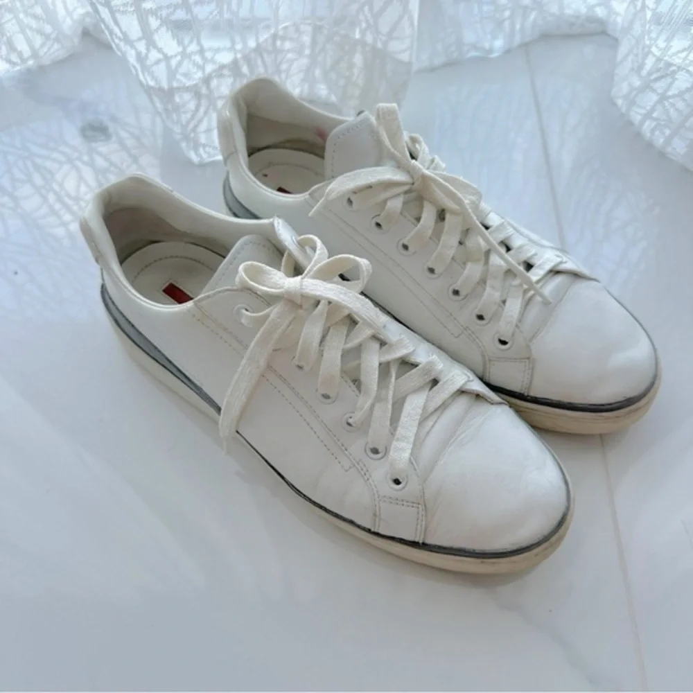 Prada Sport Leather White Sneakers - Size 40